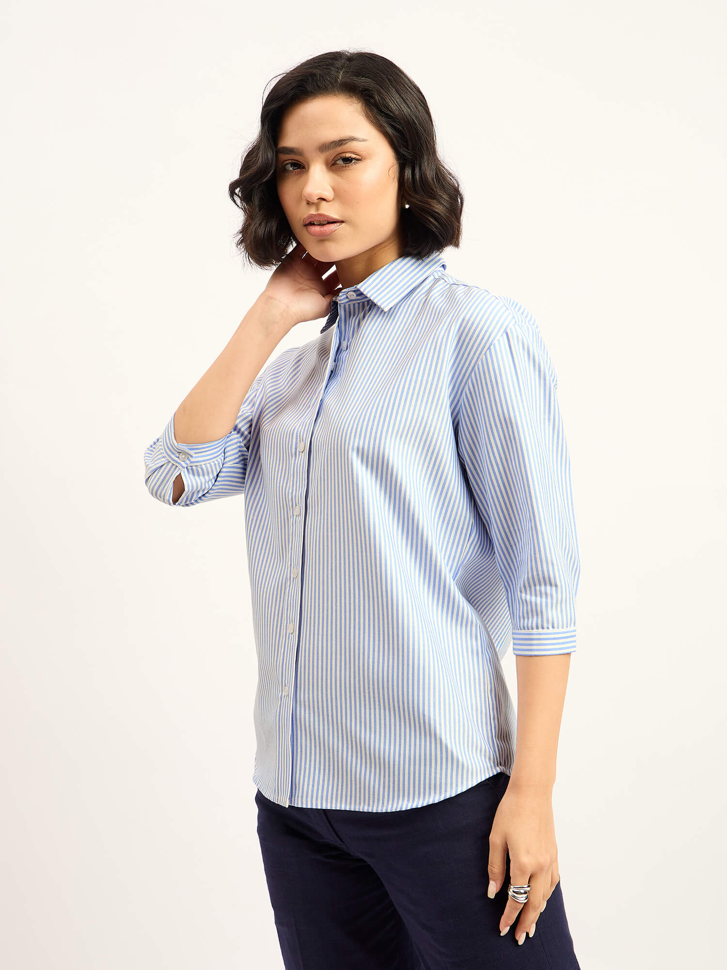 Acra Relaxed Fit Shirt - Blue & White