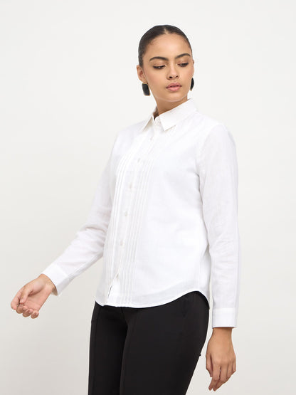 Areum Pintuck Detail Shirt-White