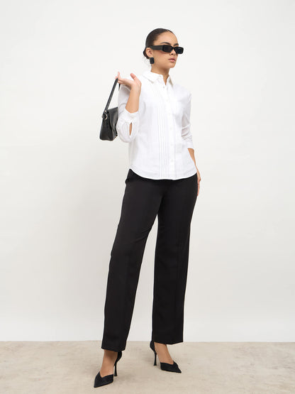 Areum Pintuck Detail Shirt-White