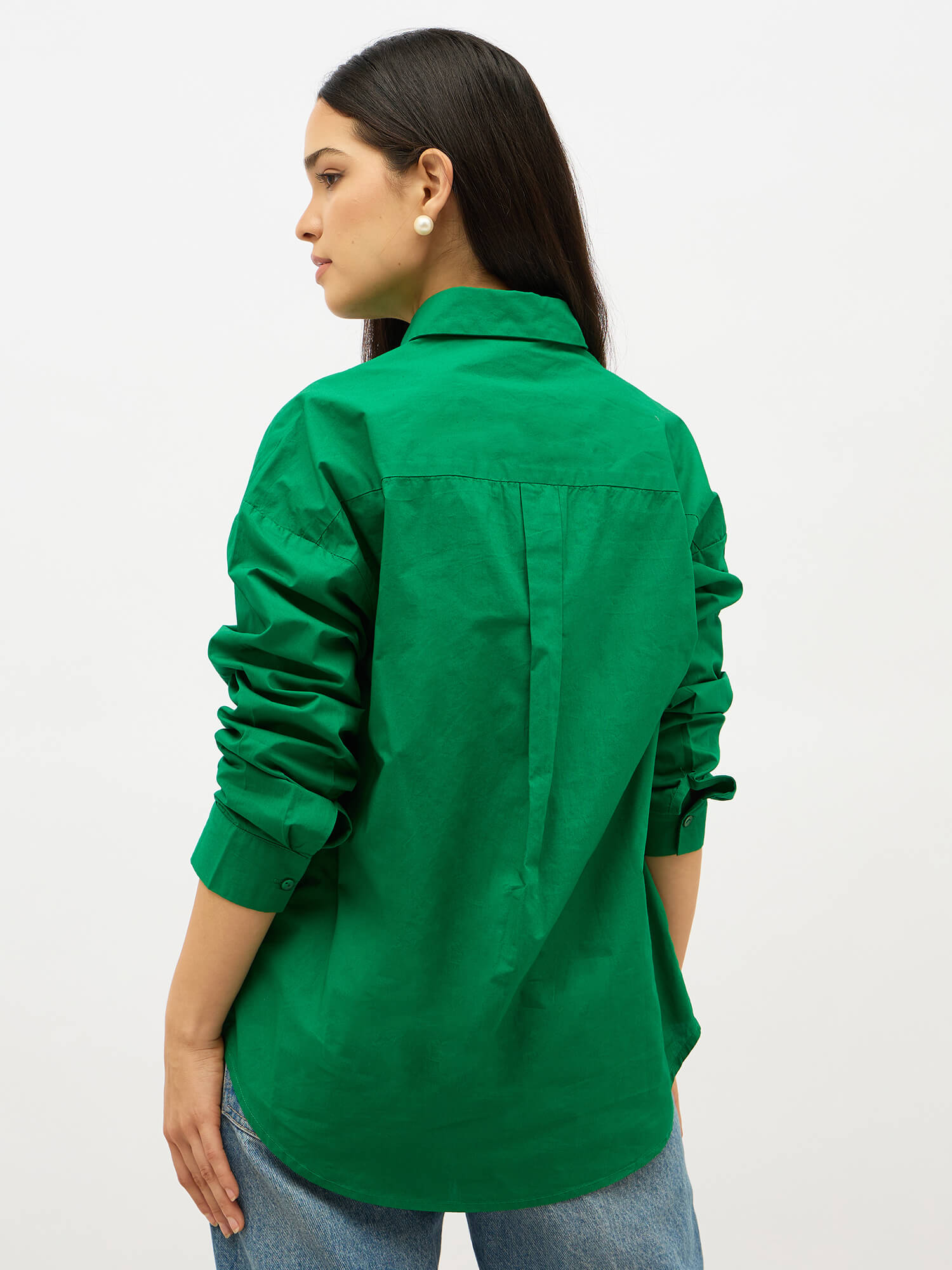 Solace Oversize Drop Shoulder Shirt-Green