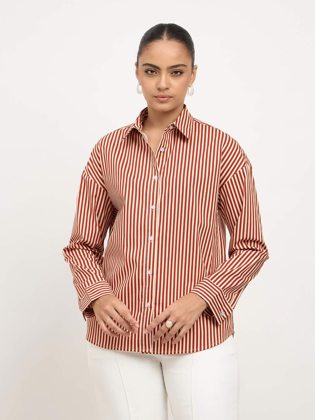 Solace Oversize Drop Shoulder Shirt-Maroon &amp; Yellow