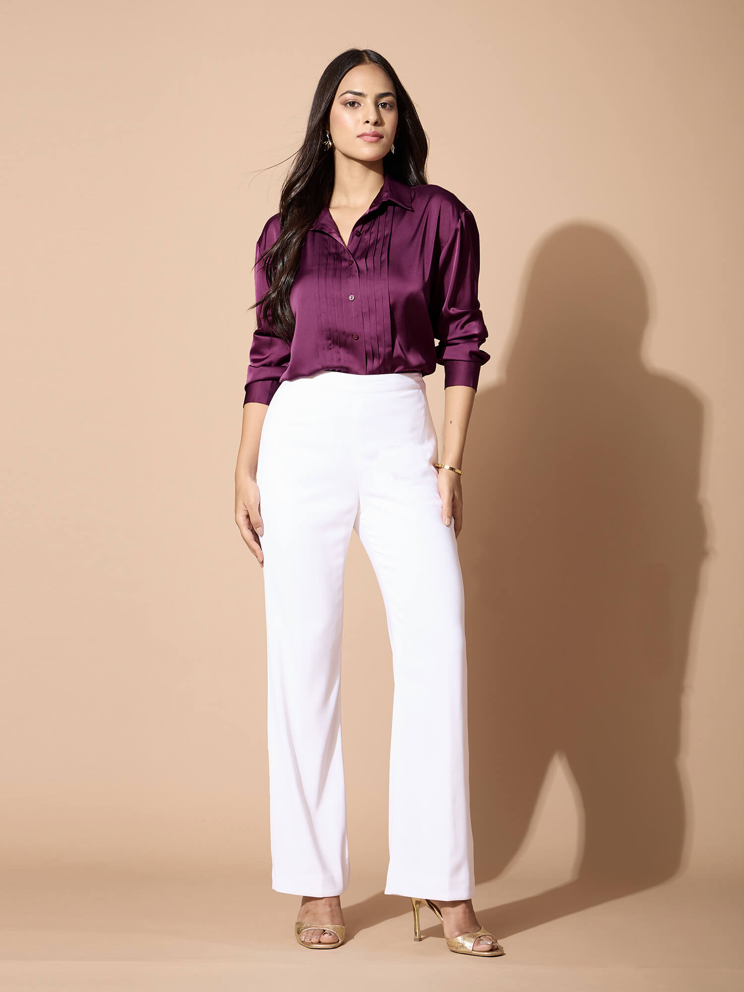 Arix Pleating Detail Shirt-Plum