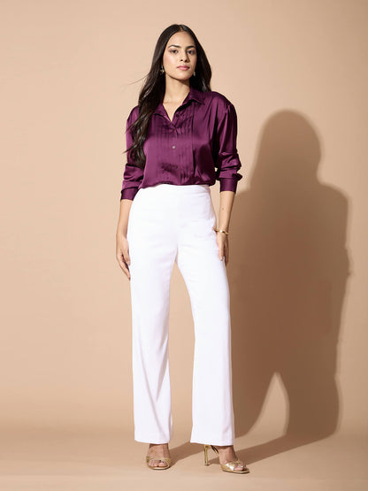 Arix Pleating Detail Shirt-Plum