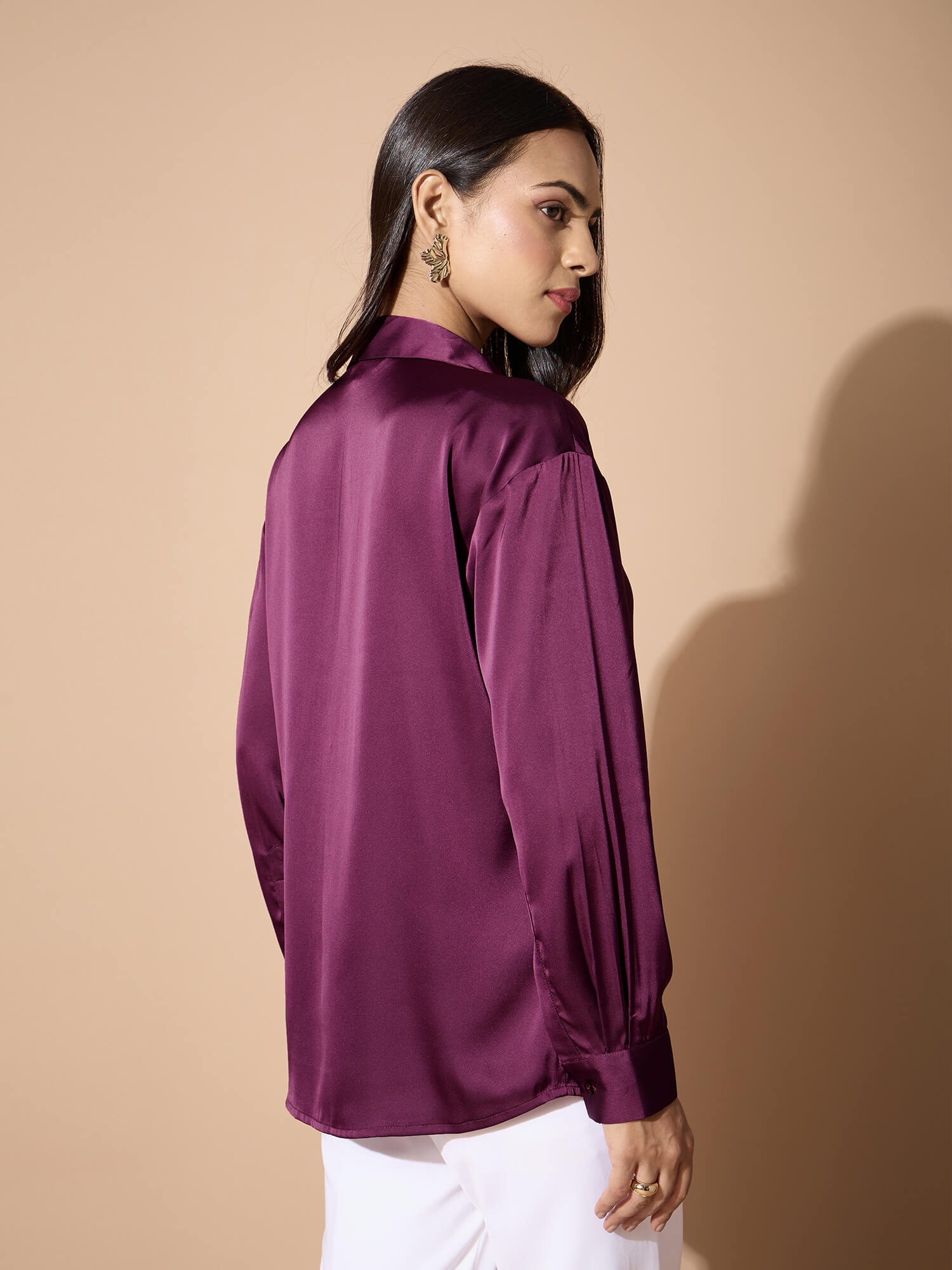 Arix Pleating Detail Shirt-Plum