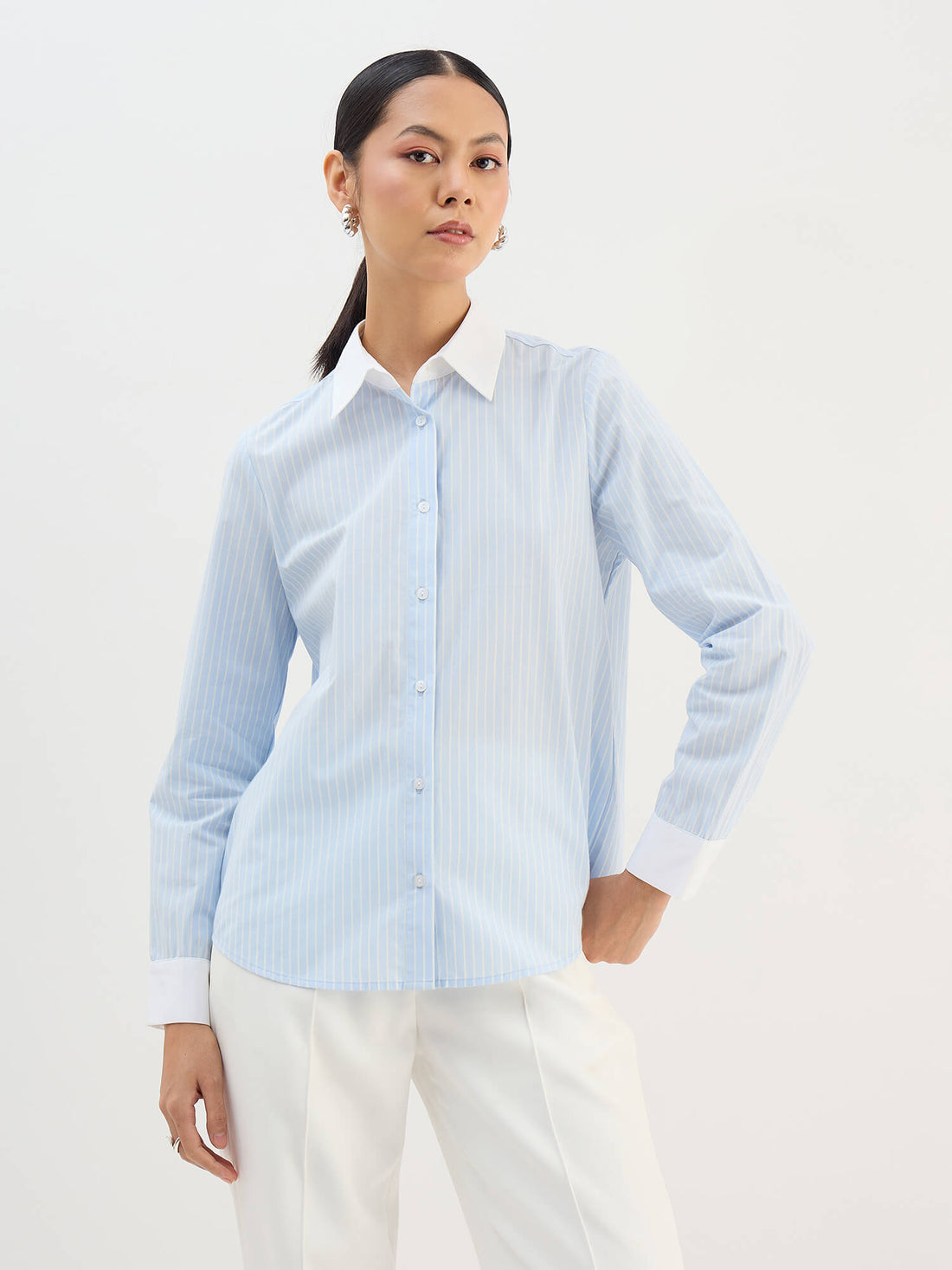 Dazira Relaxed Fit Shirt-Blue &amp; White