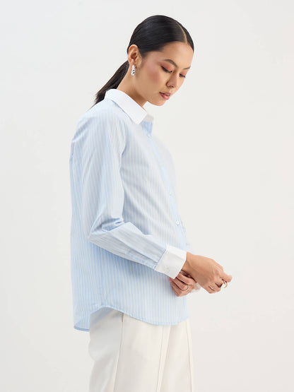 Dazira Relaxed Fit Shirt-Blue &amp; White