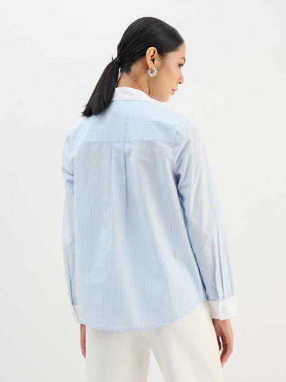 Dazira Relaxed Fit Shirt-Blue &amp; White