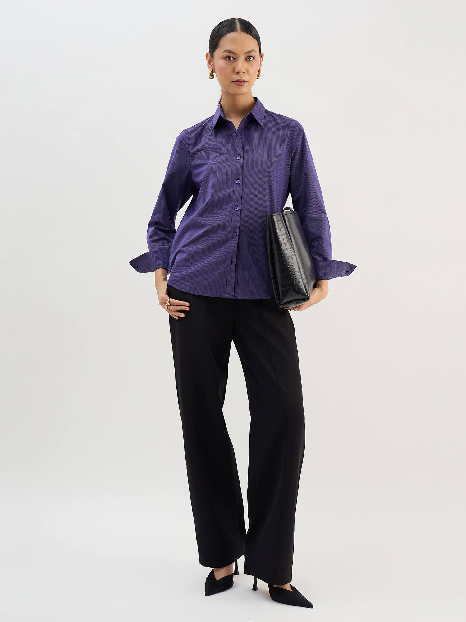 Azella Relax Fit Shirt-Purple