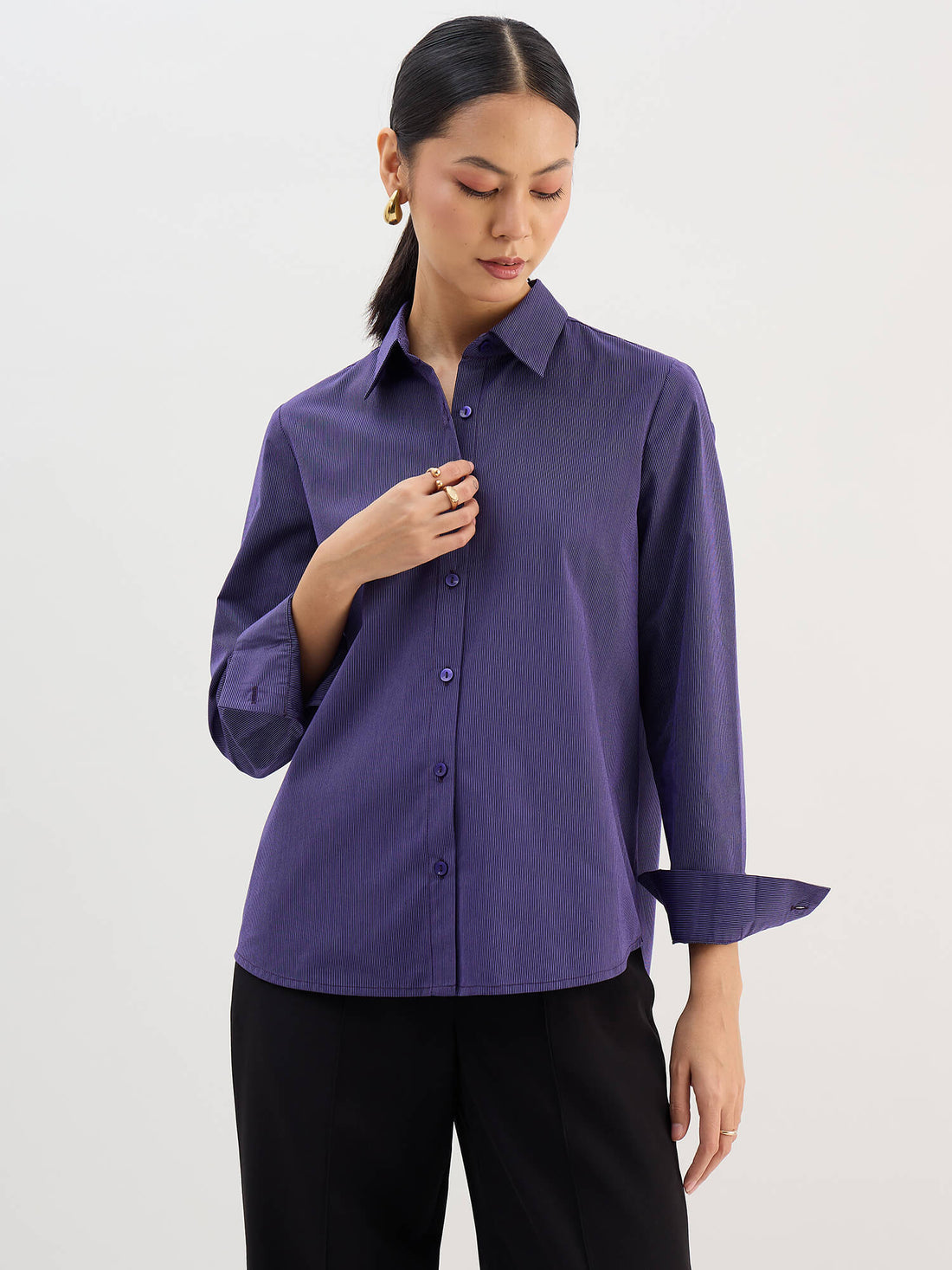 Azella Relax Fit Shirt-Purple