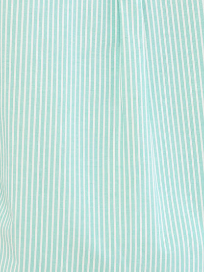 Mavira Oversize Drop Shoulder Shirt-Green &amp; White