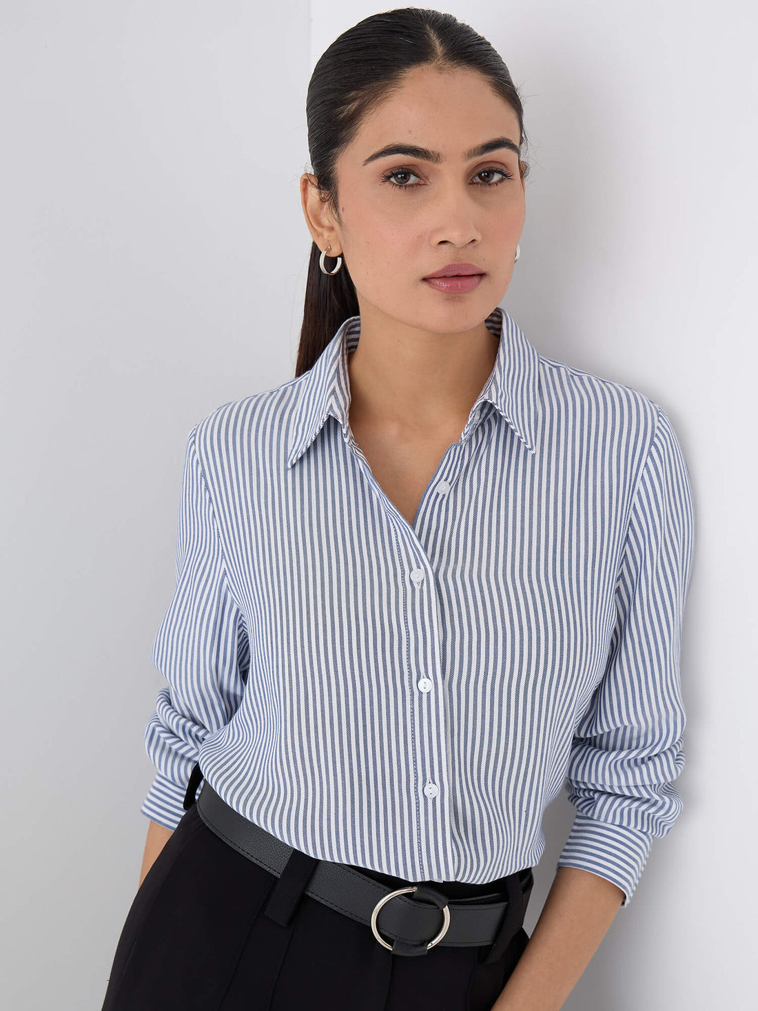 Nerina Relax Fit Shirt-Blue&amp;White