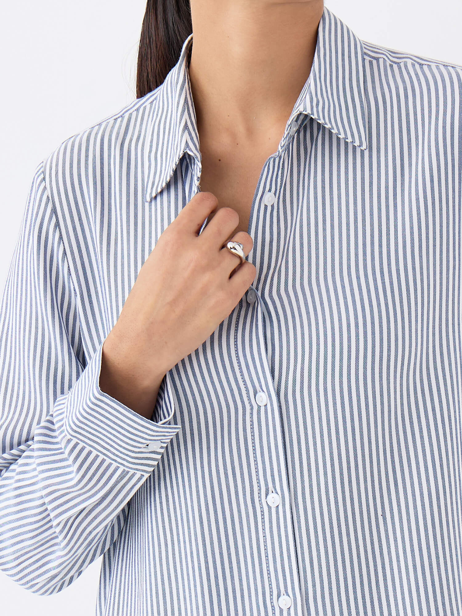 Nerina Relax Fit Shirt-Blue&amp;White