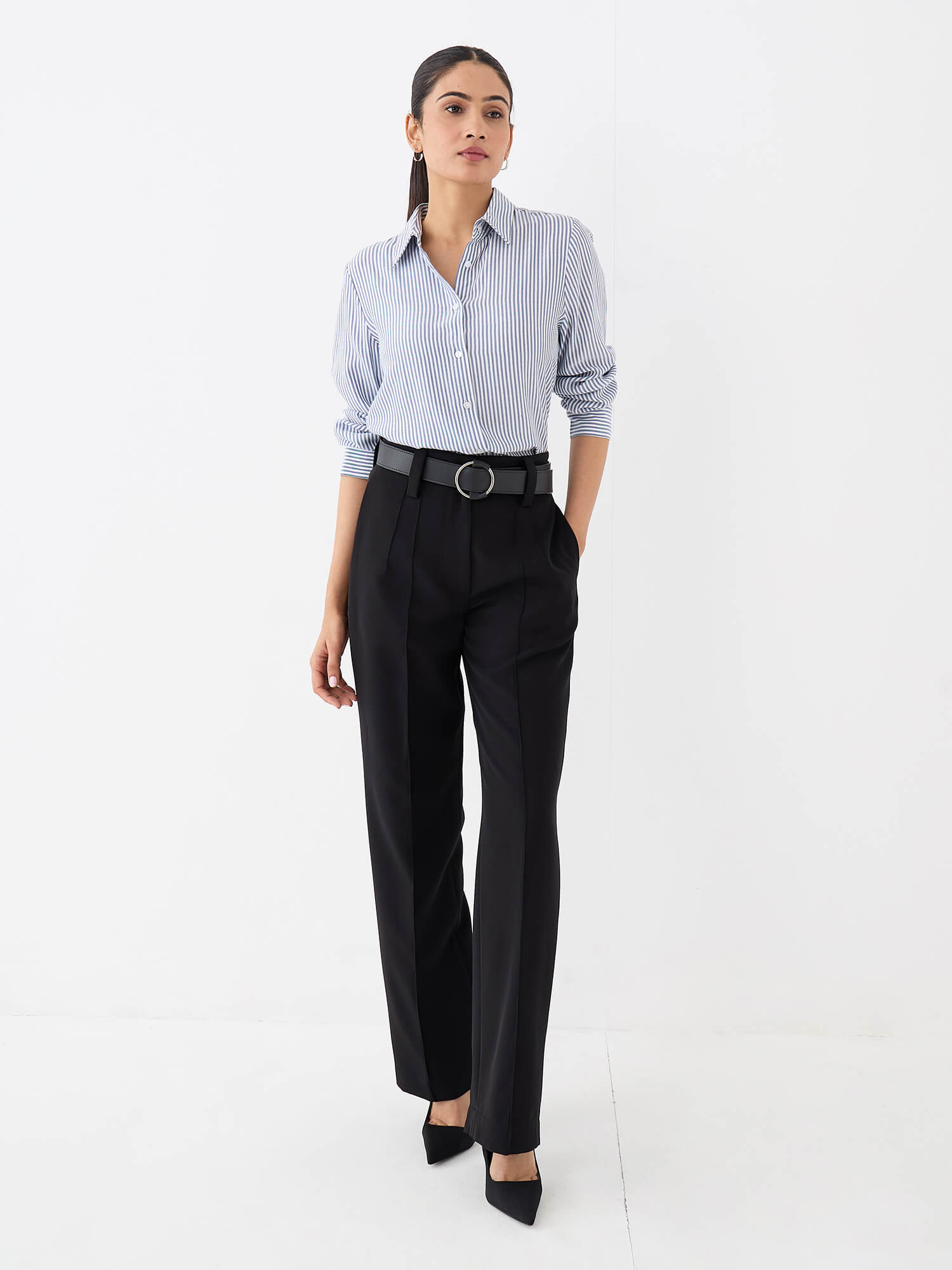 Nerina Relax Fit Shirt-Blue&amp;White