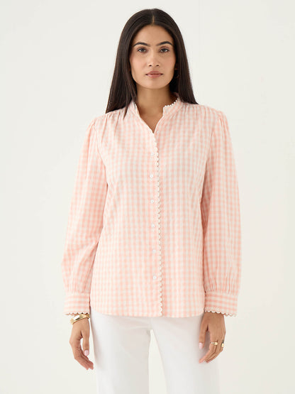 Camille Scallop Lace Shirt-Peach
