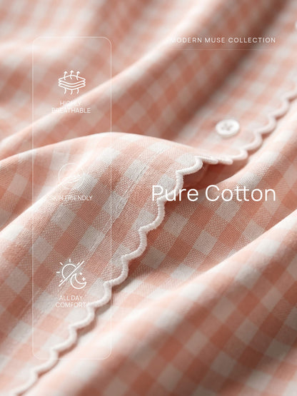 Camille Scallop Lace Shirt-Peach - SALT Attire