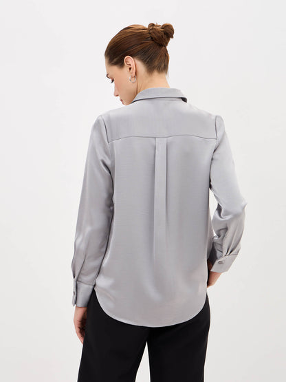 Velin Concealed Placket Shirt-Grey