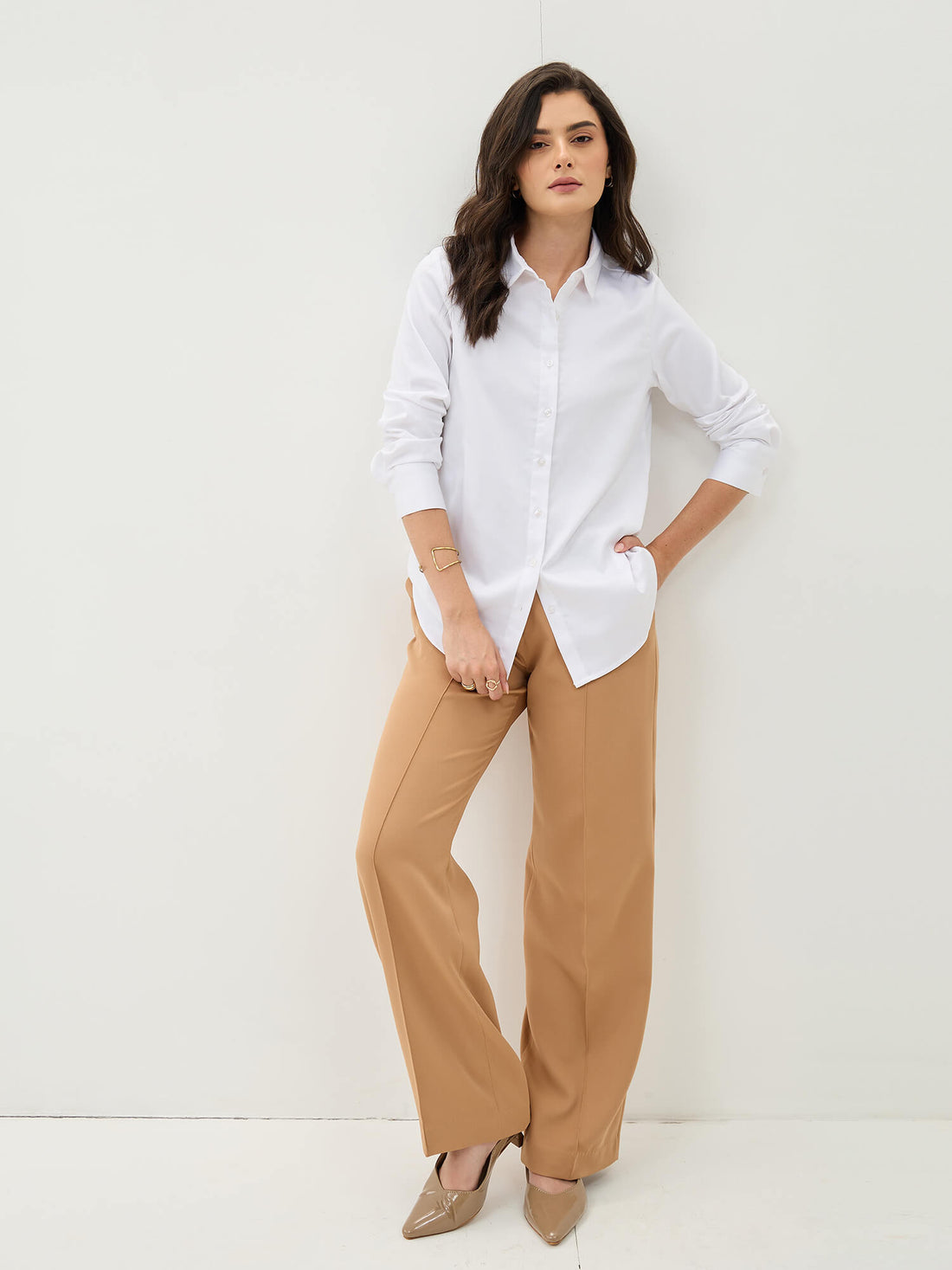 Pristelle Button Down Shirt-White