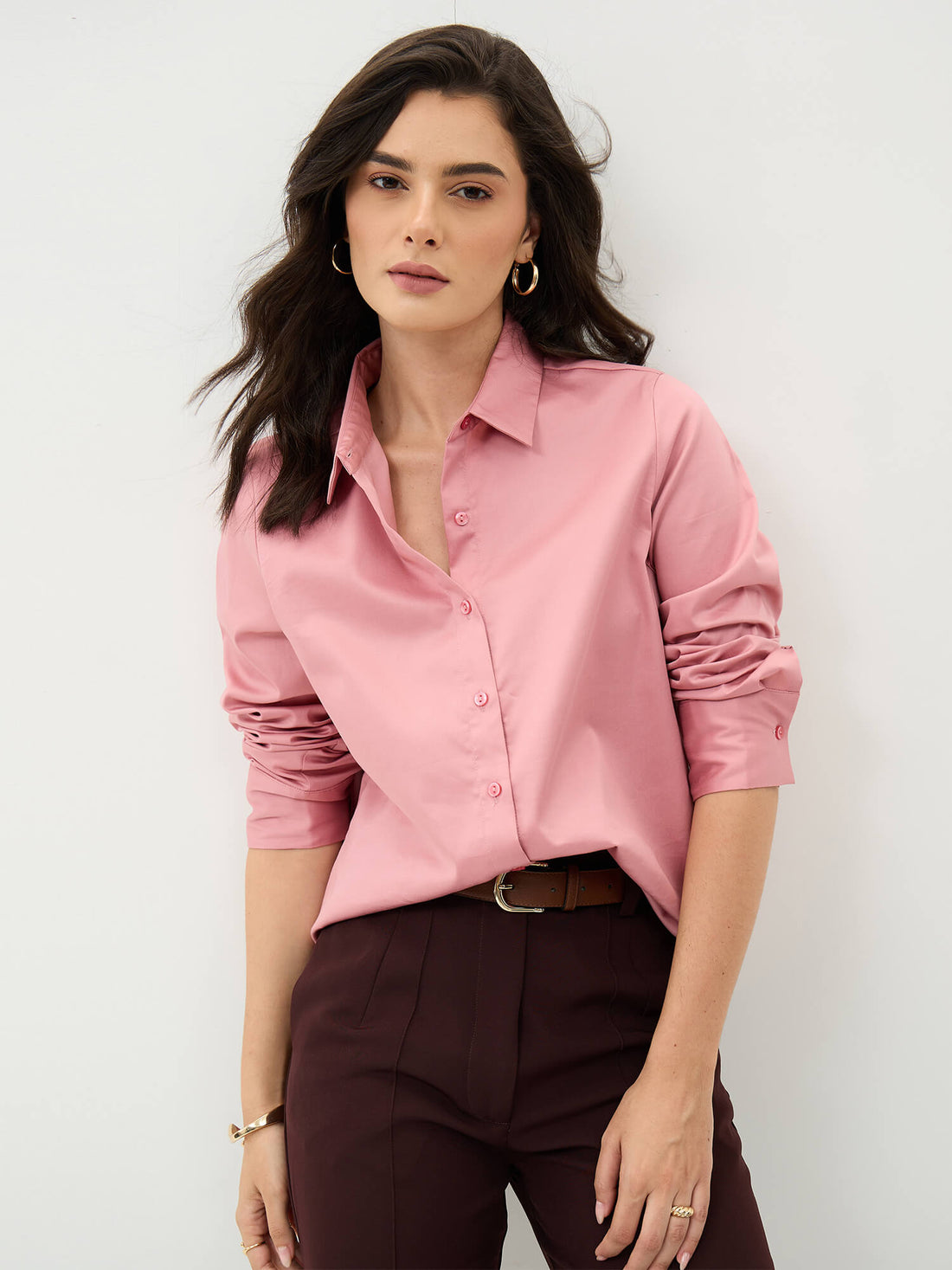 Pristelle Button Down Shirt-Dusty Pink