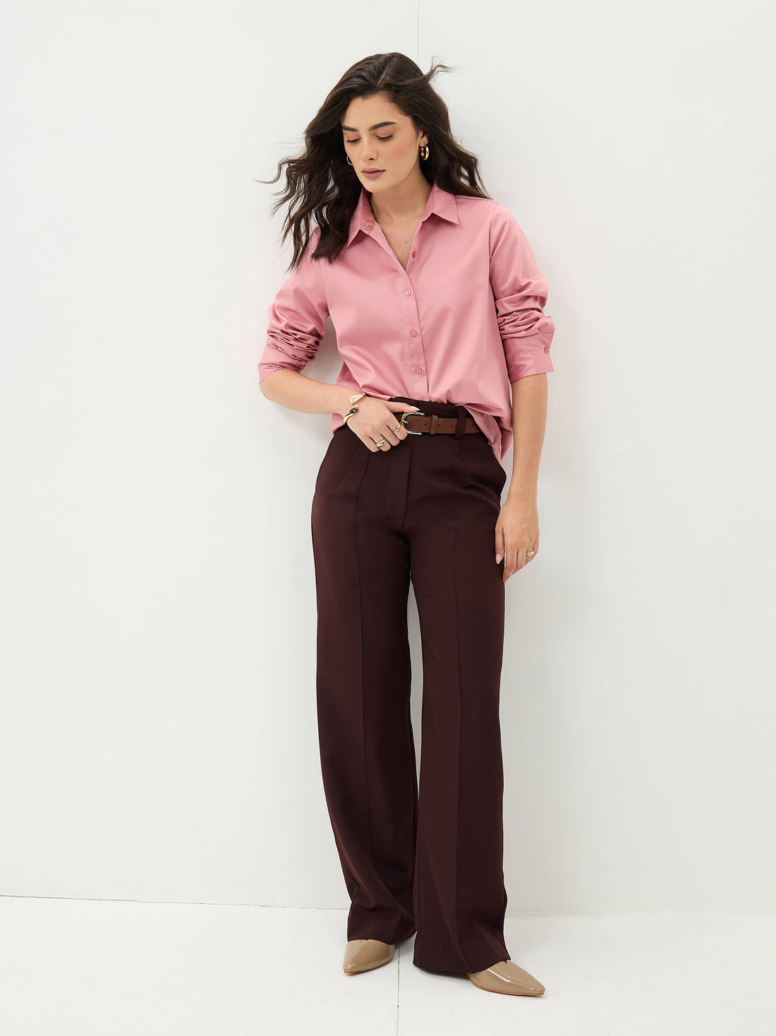 Pristelle Button Down Shirt-Dusty Pink