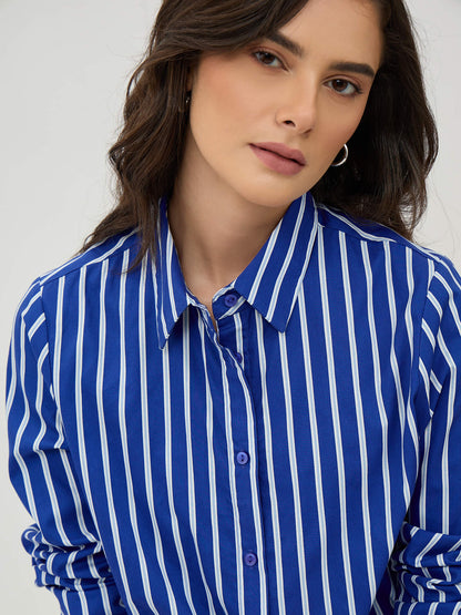 Azella Relax Fit Shirt-Classic Blue