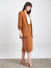 Ardor Long pencil fit skirt-Tan Brown