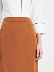 Ardor Long pencil fit skirt-Tan Brown