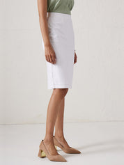 Pearl Knee Length Pencil Skirt-White