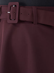 Ritzy Flared Midi Skirt-Dark Brown