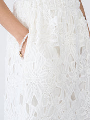 Snow Lily A-Line Lace Skirt-Ivory