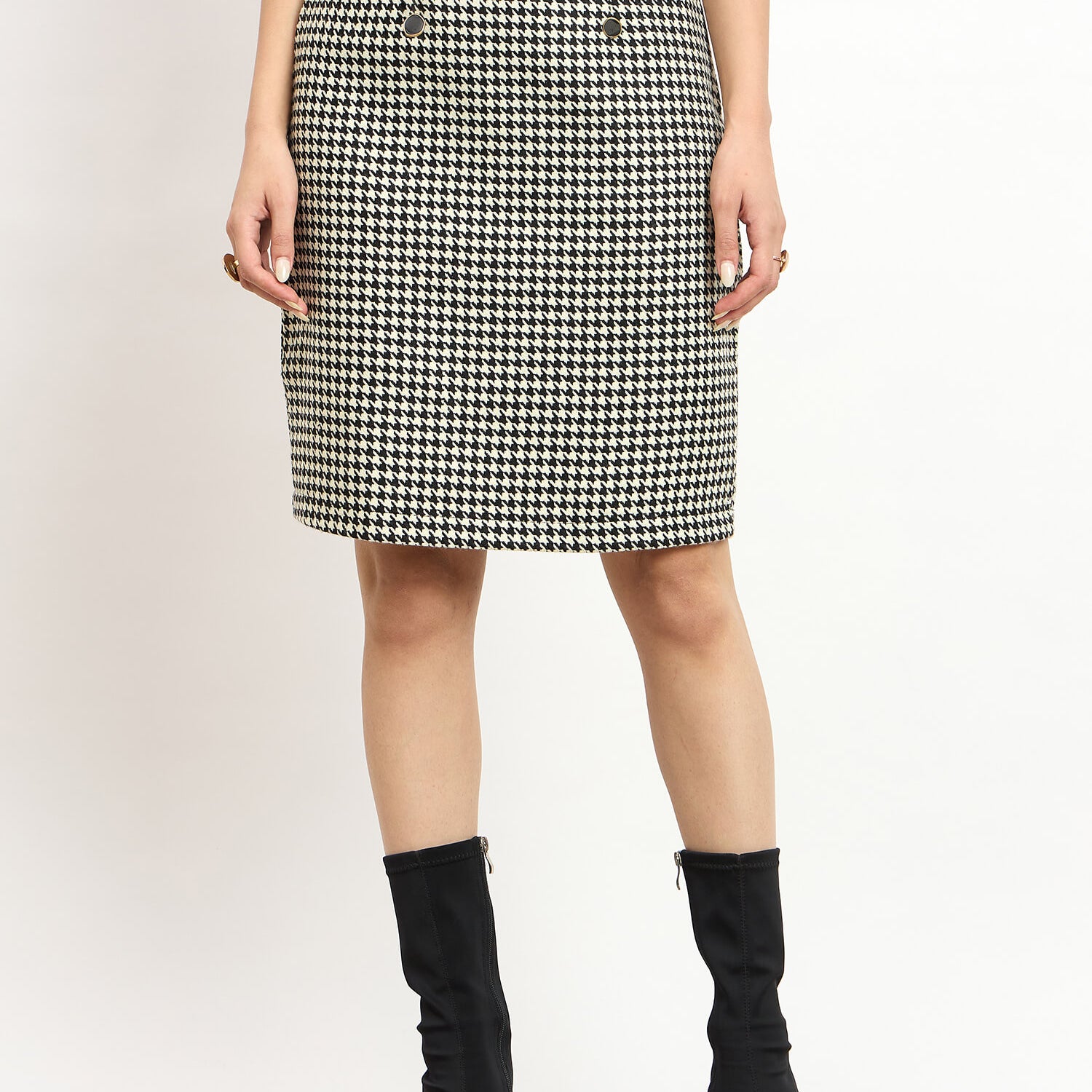 Tinsley Embellished Tweed Skirt -Black & White