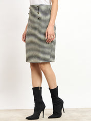 Tinsley Embellished Tweed Skirt -Black & White