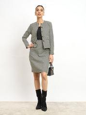 Tinsley Embellished Tweed Skirt -Black & White