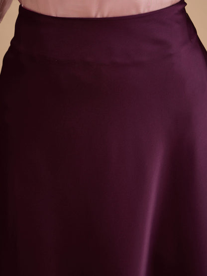 Raya Satin Slip Skirt-Plum