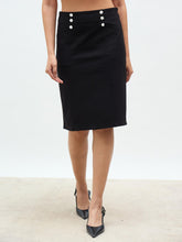 Virelly Button Detail Slim Fit Skirt-Black