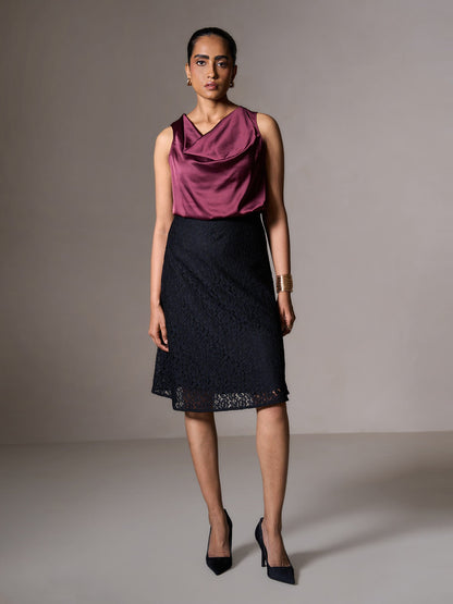 Katie A-line Lace Skirt-Black