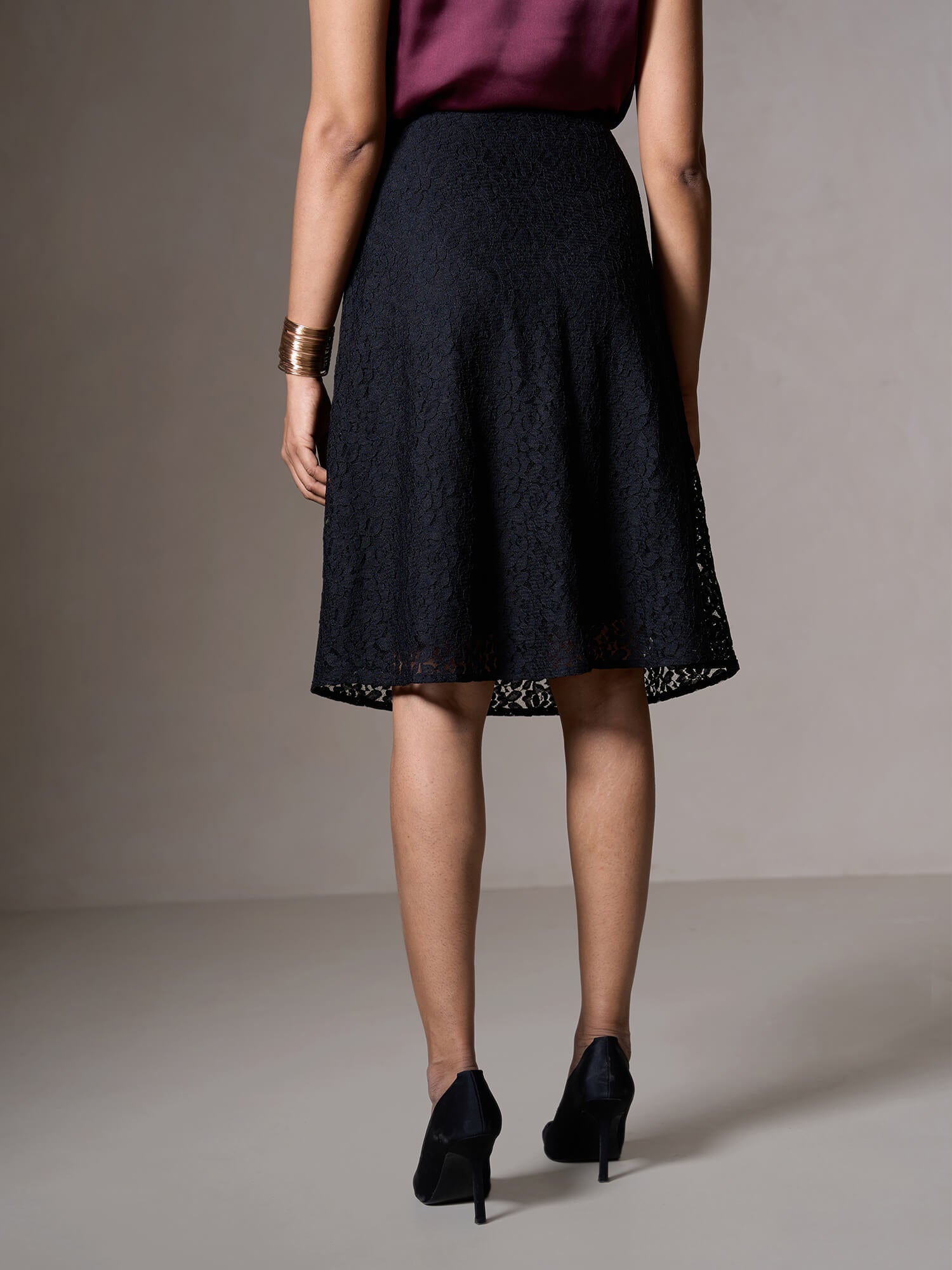 Katie A-line Lace Skirt-Black