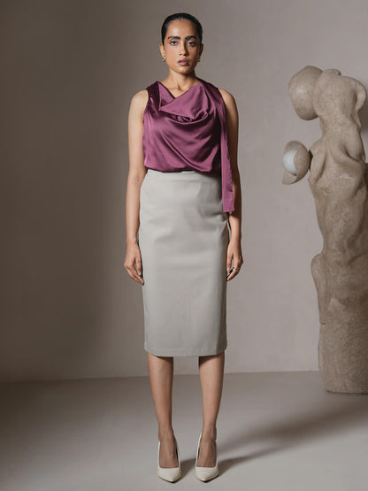 Kinsey Midi Length Pencil Skirt-Grey