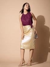 Clynn Gold Sequin straight skirt-Gold