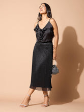 Ciara Plisse Flared Skirt-Black