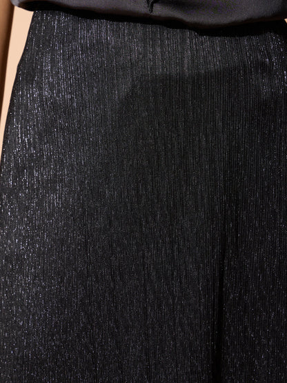 Ciara Plisse Flared Skirt-Black