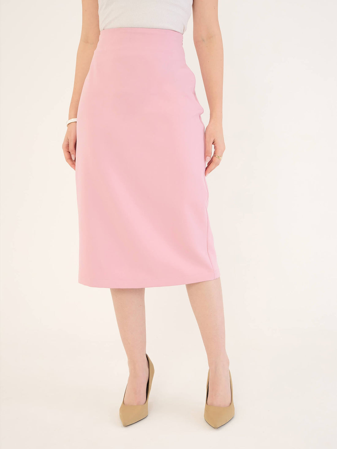 Juvina Midi Length Pencil Skirt-Pink