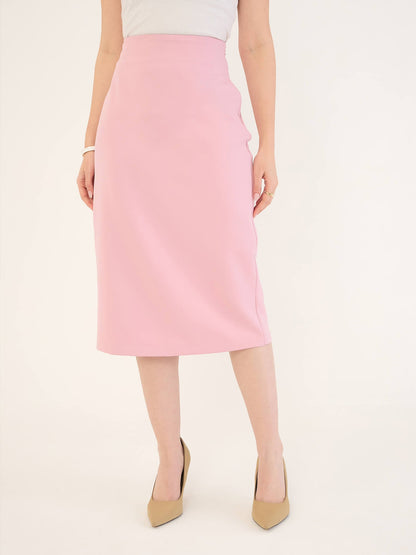 Juvina Midi Length Pencil Skirt-Pink