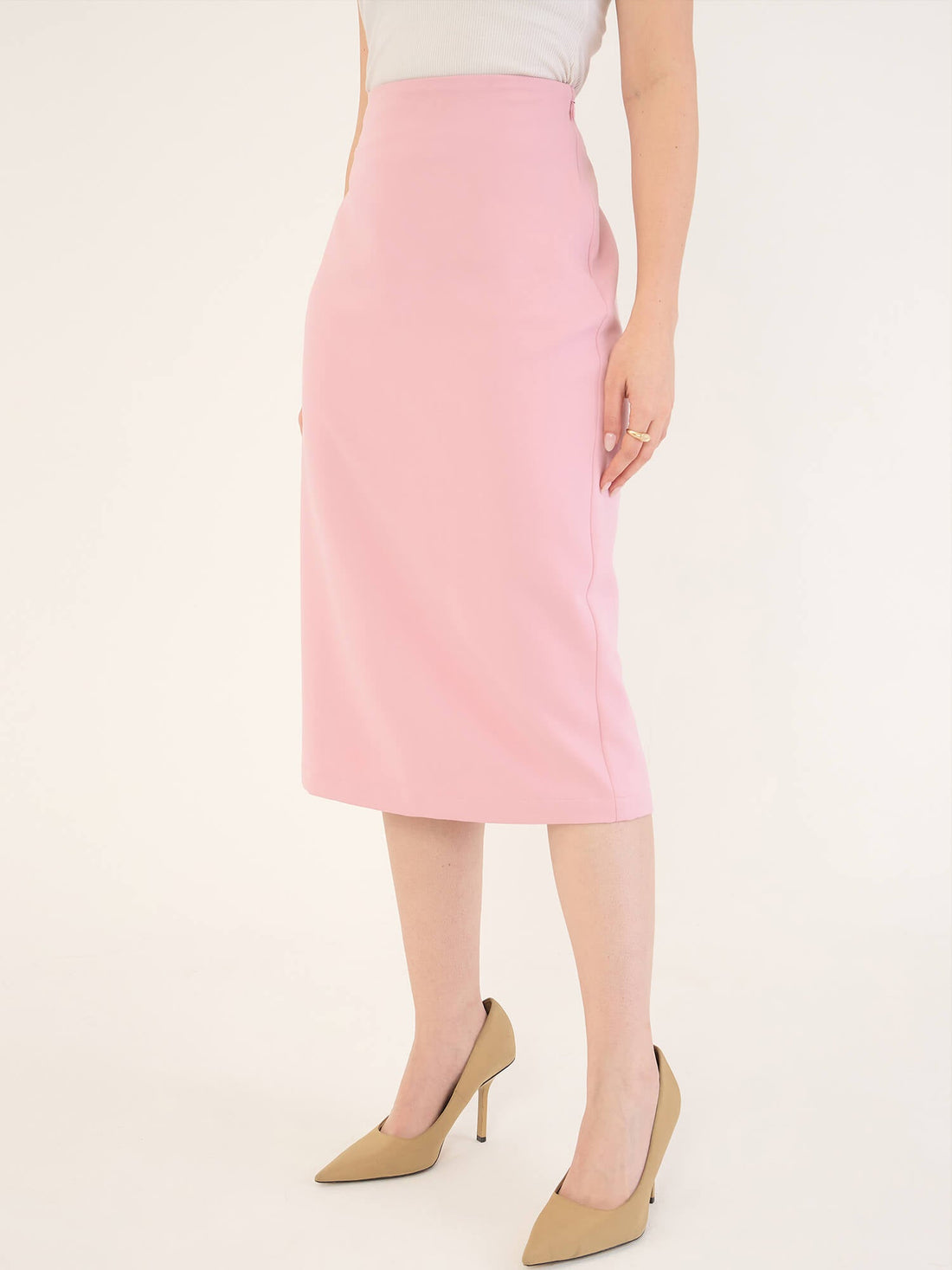 Juvina Midi Length Pencil Skirt-Pink