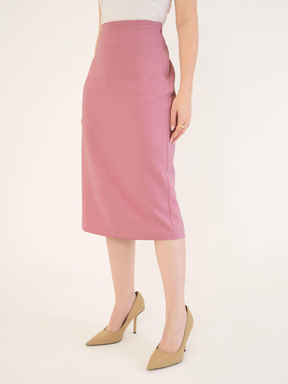 Juvina Midi Length Pencil Skirt-Pink
