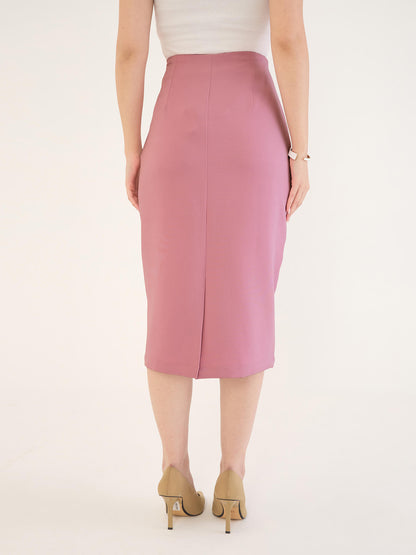 Juvina Midi Length Pencil Skirt-Pink