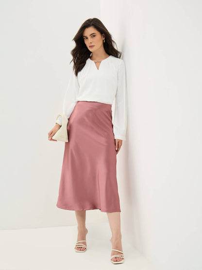 Raya Satin Skirt-Dusty Pink