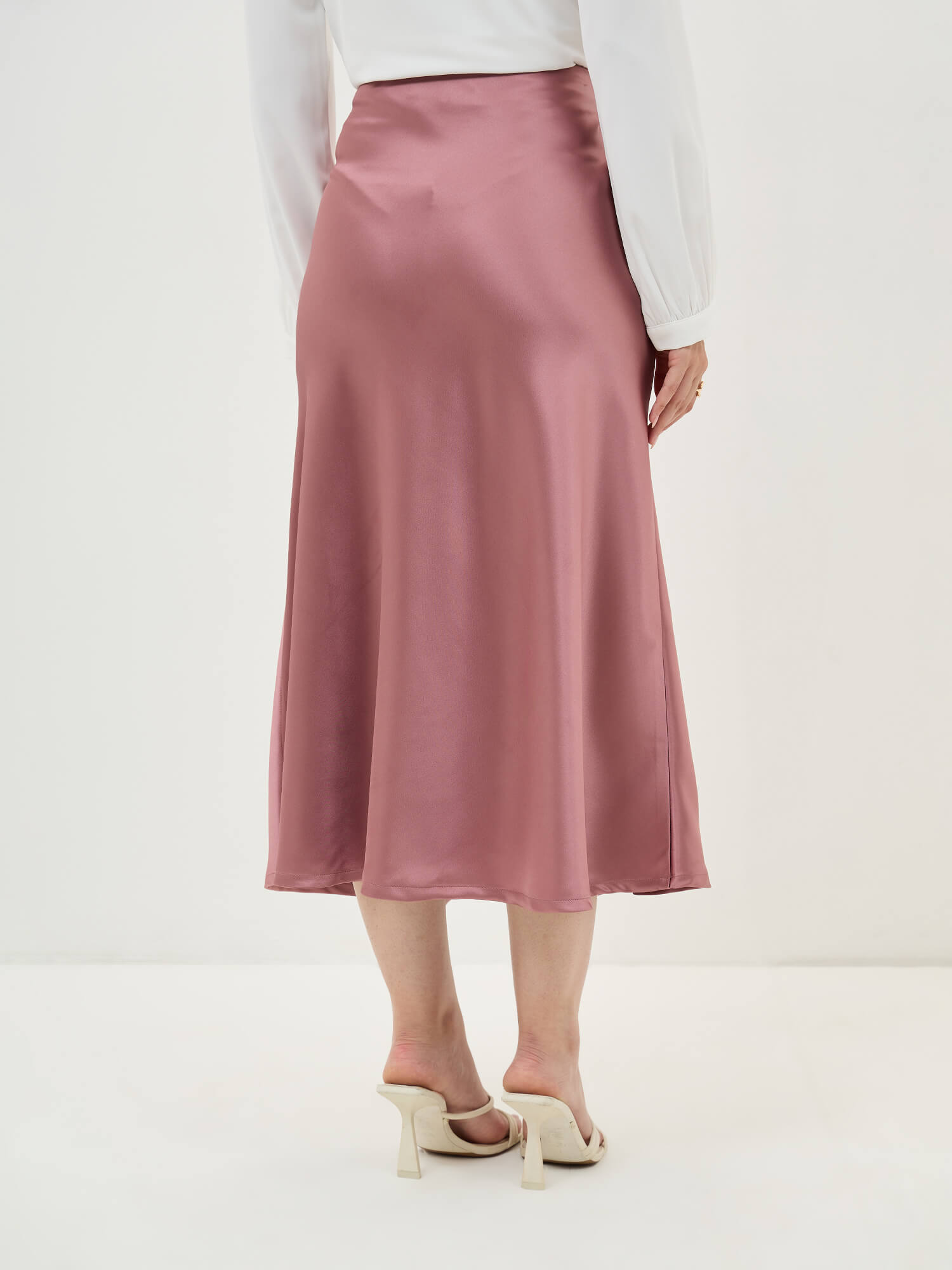 Raya Satin Skirt-Dusty Pink