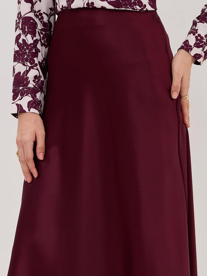 Raya Satin Skirt-Wine