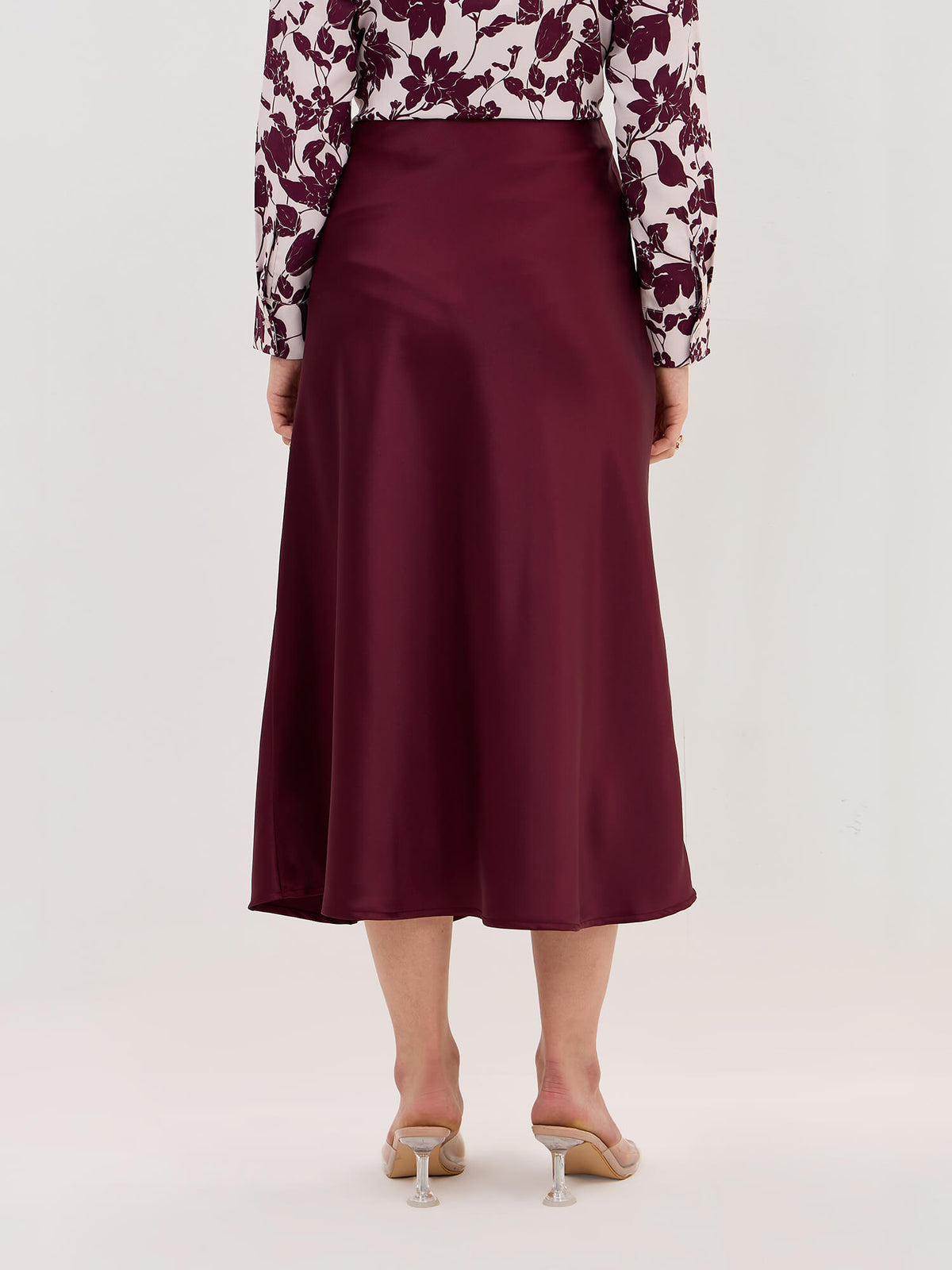 Raya Satin Skirt-Wine