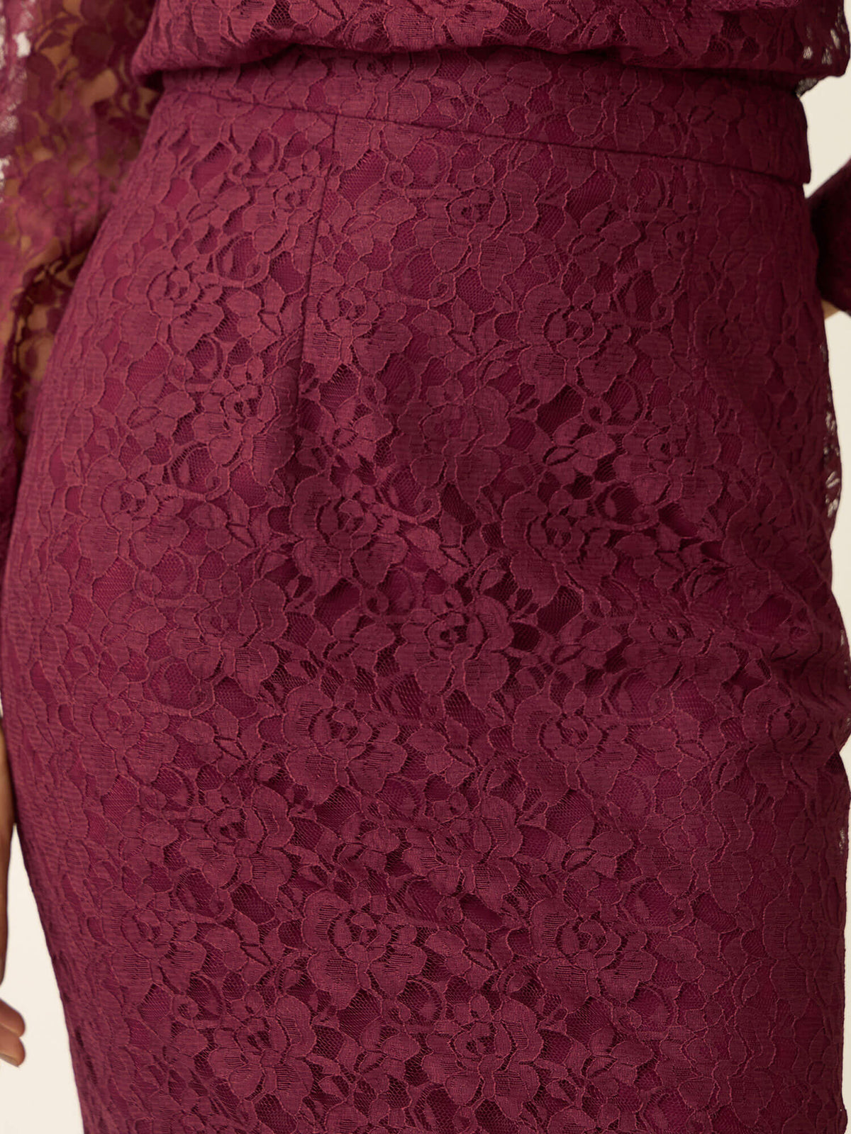 Nira Straight Lace Skirt-Wine